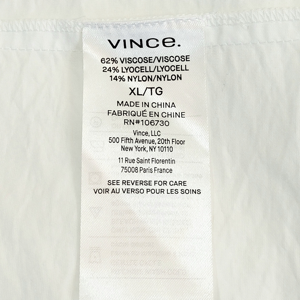 NWT VINCE Sleeveless V-Neck Wrap Side Tie Pleated Midi Dress Optic White XL - Picture 10 of 12